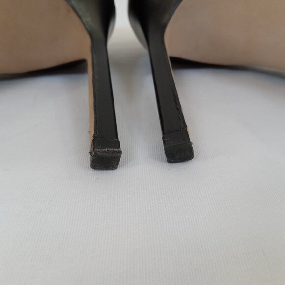 Manolo Blahnik Black Leather Pointed Toe Pumps Heels - Picture 14 of 16